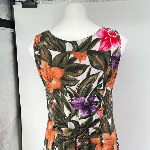Vintage Jamie Brooke Rayon Tropical Floral Button Front Maxi Dress Size 10 - Picture 9 of 14